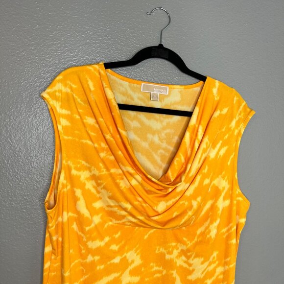 Michael Michael Kors Sleeveless Top‎ Shirt Size XL Yellow Cowl Neck Career - Picture 3 of 6